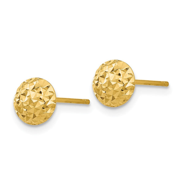 14K Gold 6mm Round Puff Circle Stud Earrings