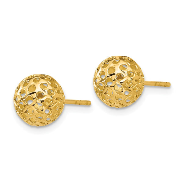 14K Gold Diamond-Cut Bead Stud Earrings