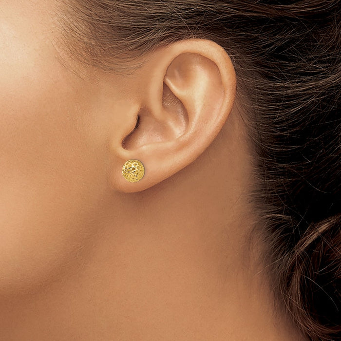 Shop Exclusive 14K Gold Diamond-Cut Bead Stud Earrings | Stylish & Affordable-3