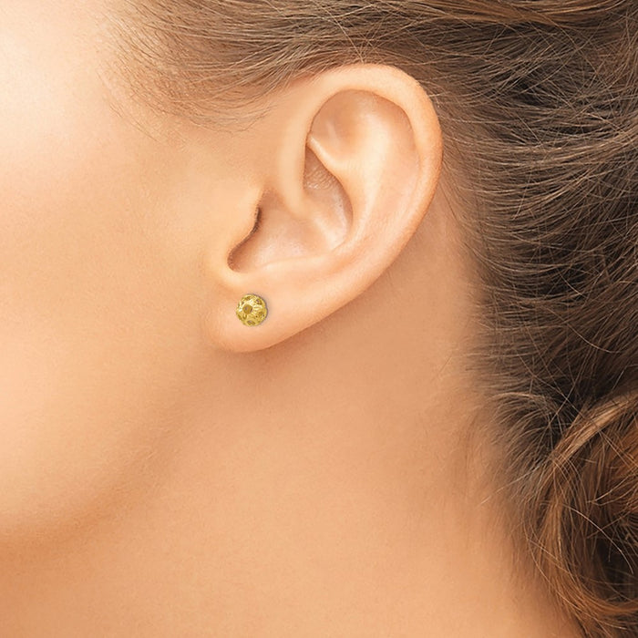 High-Quality 14K Gold Open Diamond-Cut Ball Stud Earrings - Affordable Luxury-3