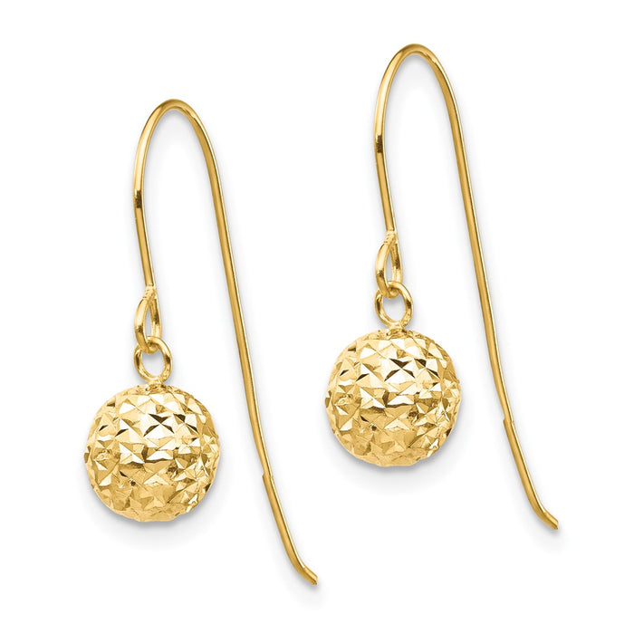 Shop Exclusive 14K Gold 6mm Diamond-Cut Bead Dangle Earrings - Stylish Value-2