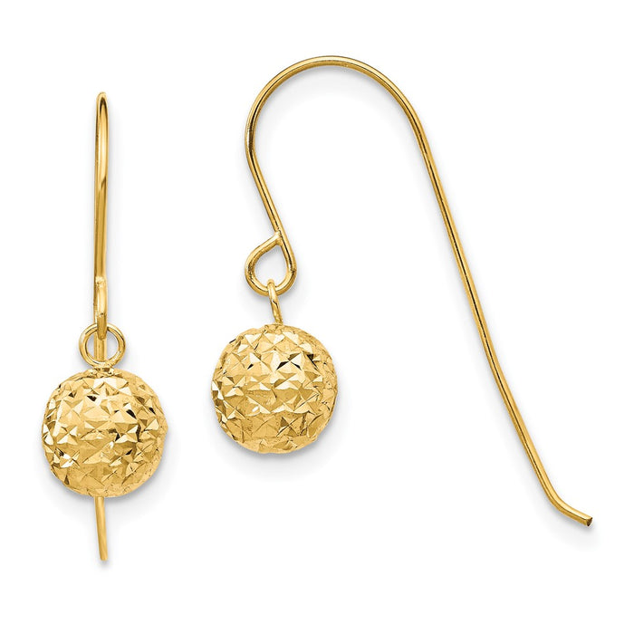 Shop Exclusive 14K Gold 6mm Diamond-Cut Bead Dangle Earrings - Stylish Value-1