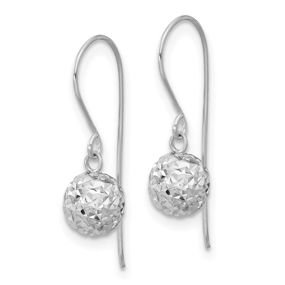 Shop Stylish 14K White Gold 6mm Diamond-Cut Ball Drop Earrings - Luxury Value!