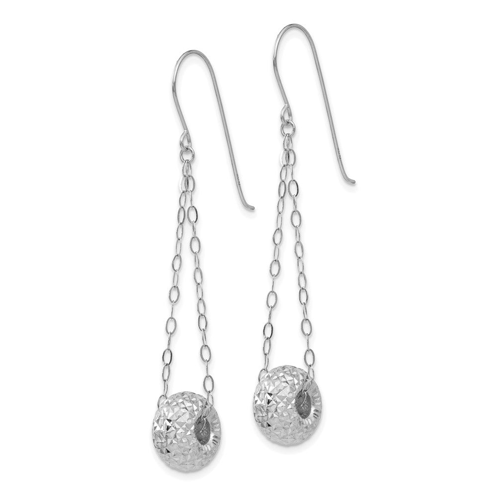 Shop 14K White Gold Diamond-Cut Puff Donut Bead Earrings - Stylish & Affordable!