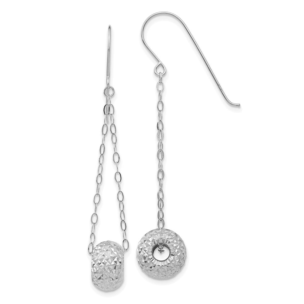 Shop 14K White Gold Diamond-Cut Puff Donut Bead Earrings - Stylish & Affordable!