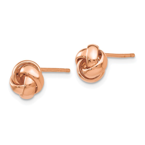 14K Rose Gold Love Knot Earrings - Polished