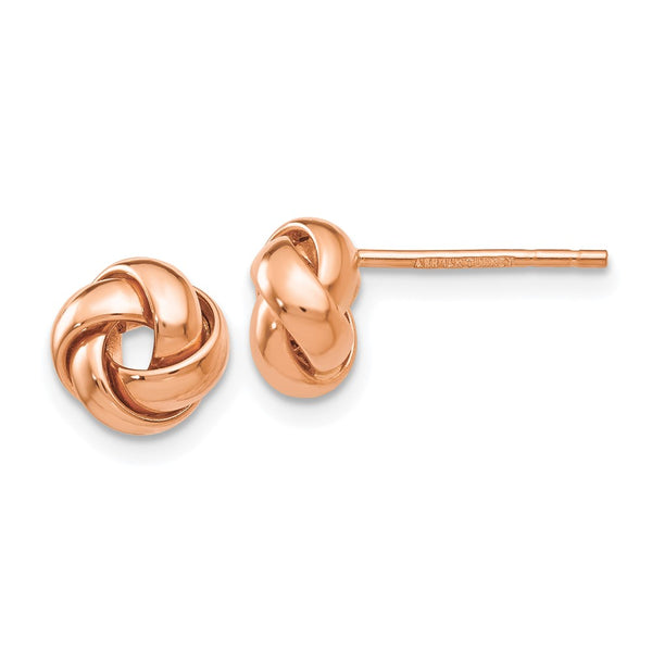 14K Rose Gold Love Knot Earrings - Polished