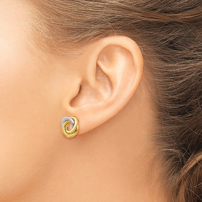 Shop Stylish 14K Two-Tone Interlocking Circle Stud Earrings - 12mm Diameter-3