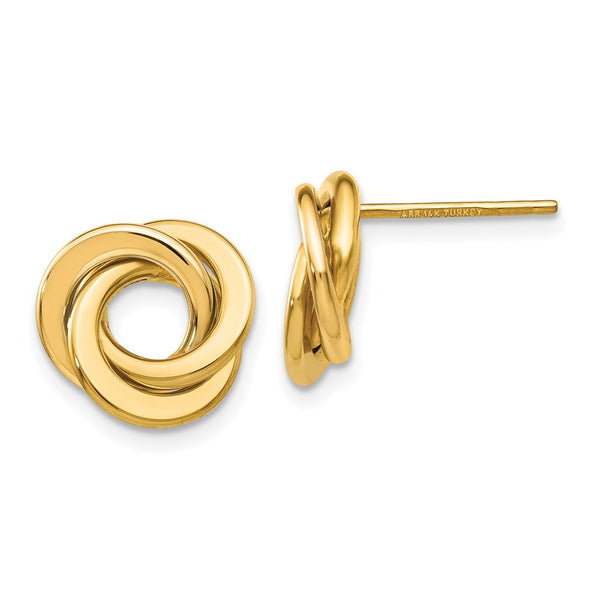 14K Gold Polished Interlocking Circle Stud Earrings