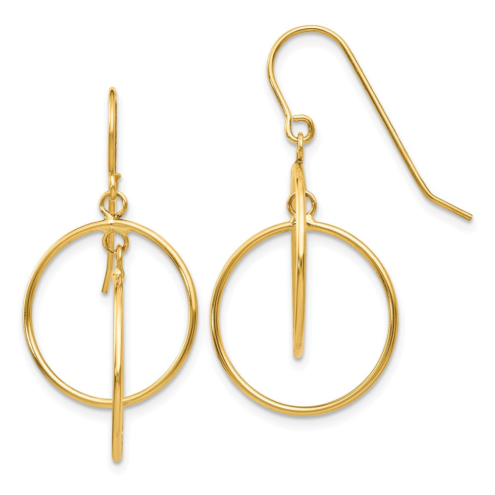 Exclusive 14K Gold Polished Circle Dangle Earrings | Stylish & Affordable Luxury