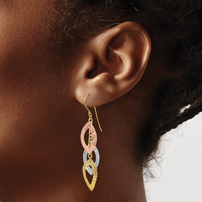 Shop 14K Tri-Color Diamond-Cut Teardrop Earrings - Stylish & Affordable Luxury!-3