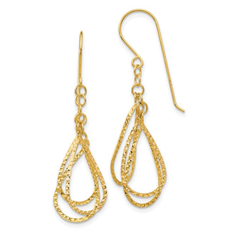 Exclusive 14K Gold Diamond-Cut Teardrop Earrings | Stylish & Affordable Jewelry