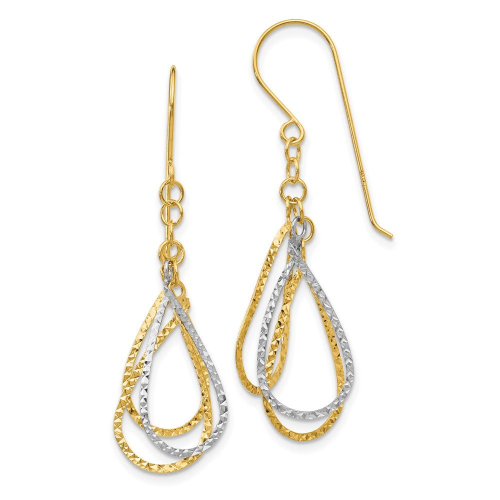 Order Stylish 14K Two-Tone Diamond-Cut Teardrop Earrings - Luxury Design