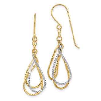 Order Stylish 14K Two-Tone Diamond-Cut Teardrop Earrings - Luxury Design