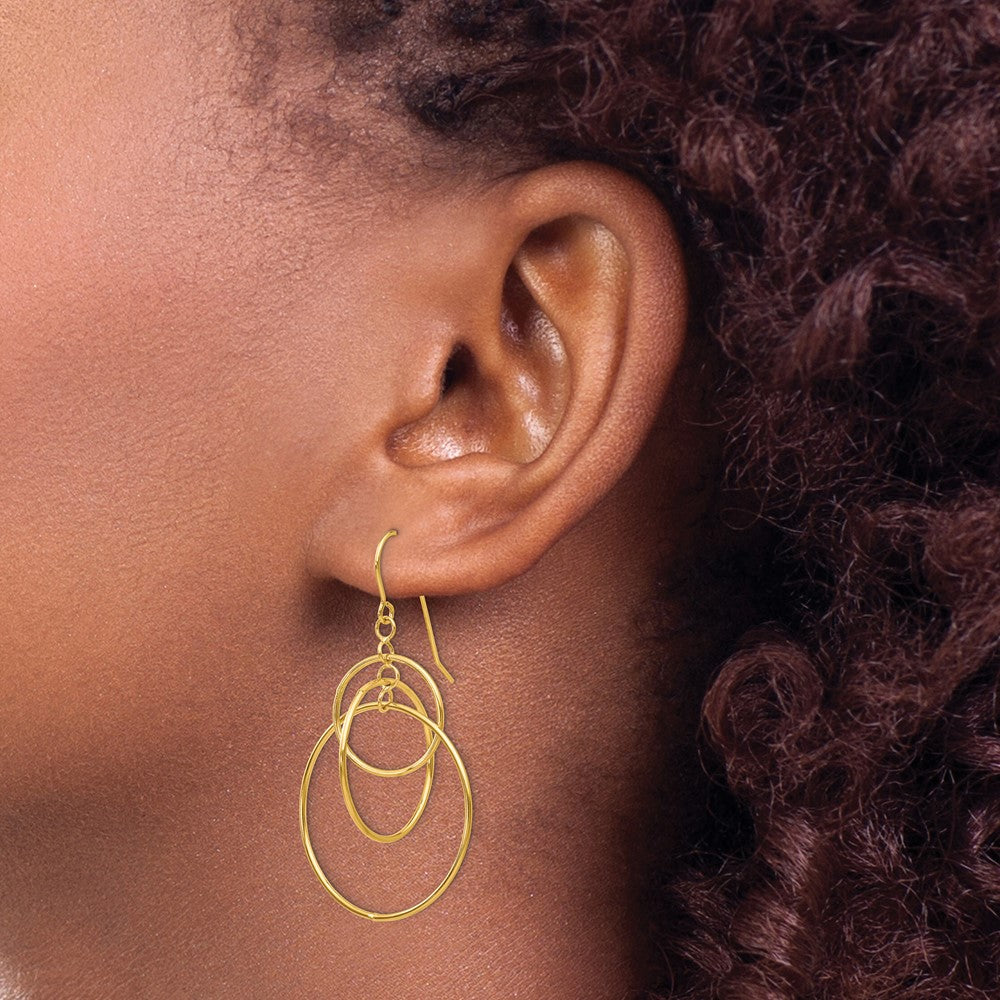 Exclusive 14K Gold Polished Circle Dangle Earrings - Stylish and Affordable!