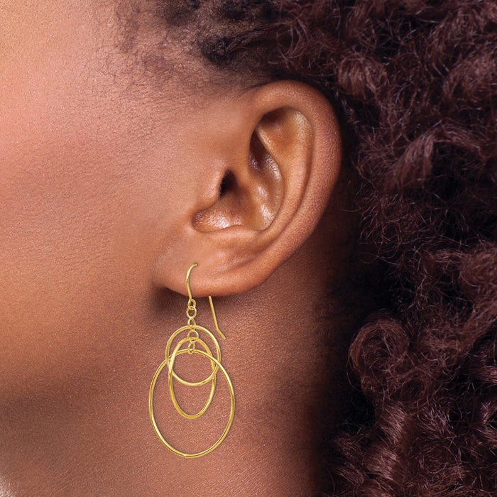 Exclusive 14K Gold Polished Circle Dangle Earrings - Stylish and Affordable!-3