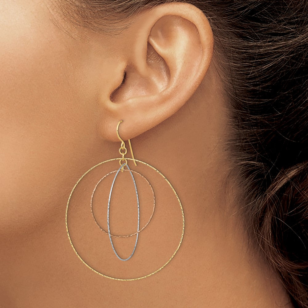 Buy Exclusive 14K Tri-Color Diamond-Cut Graduated Circle Earrings - Stylish & Affordable
