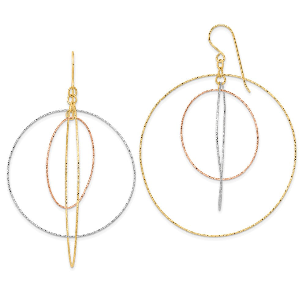 Buy Exclusive 14K Tri-Color Diamond-Cut Graduated Circle Earrings - Stylish & Affordable