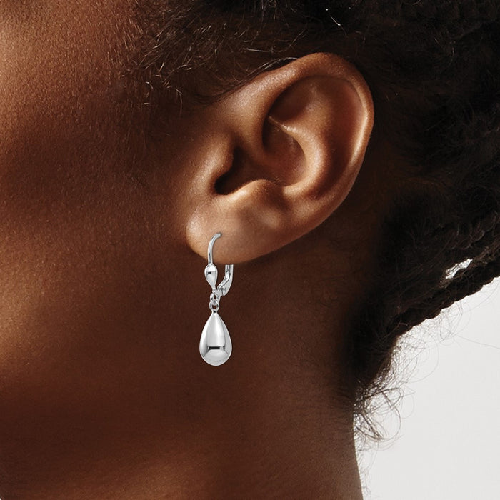 Buy Stylish Polished 14K White Gold Dangle Leverback Earrings - Exclusive Design-3