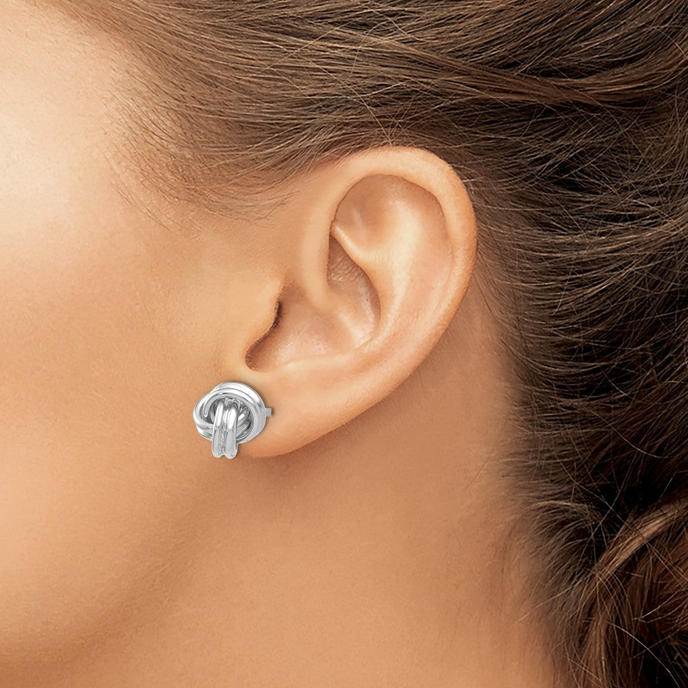 High-Quality 14K White Gold Polished Love Knot Post Earrings - Stylish Value