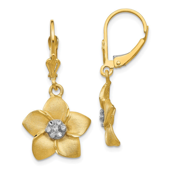 14K Gold Plumeria Flower Earrings