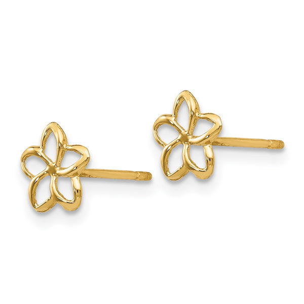 14K Gold Plumeria Stud Earrings