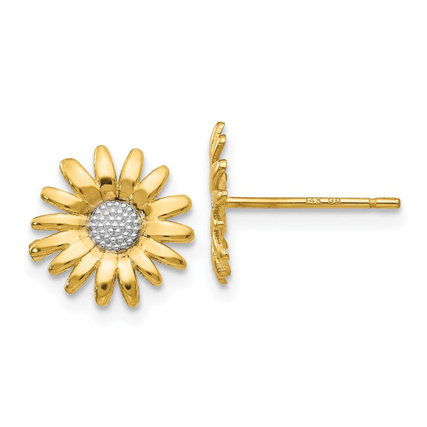 14K Gold Mini Daisy Stud Earrings - .85mm