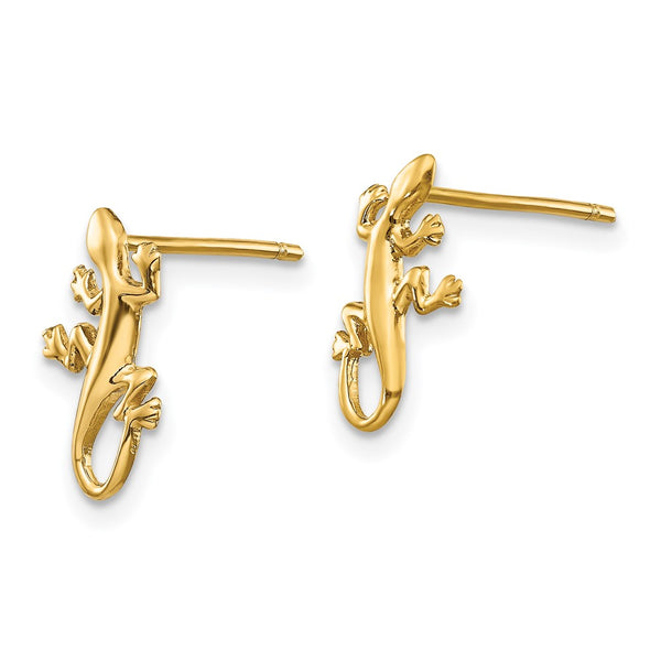 14K Gold Polished Gecko Stud Earrings