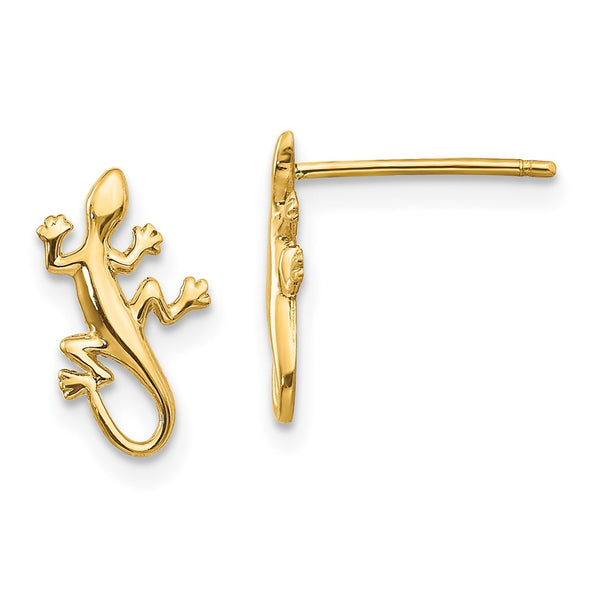 14K Gold Polished Gecko Stud Earrings