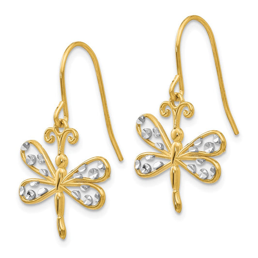 Buy 14K Gold & Rhodium-Plated Diamond-Cut Dragonfly Earrings - Stylish Value