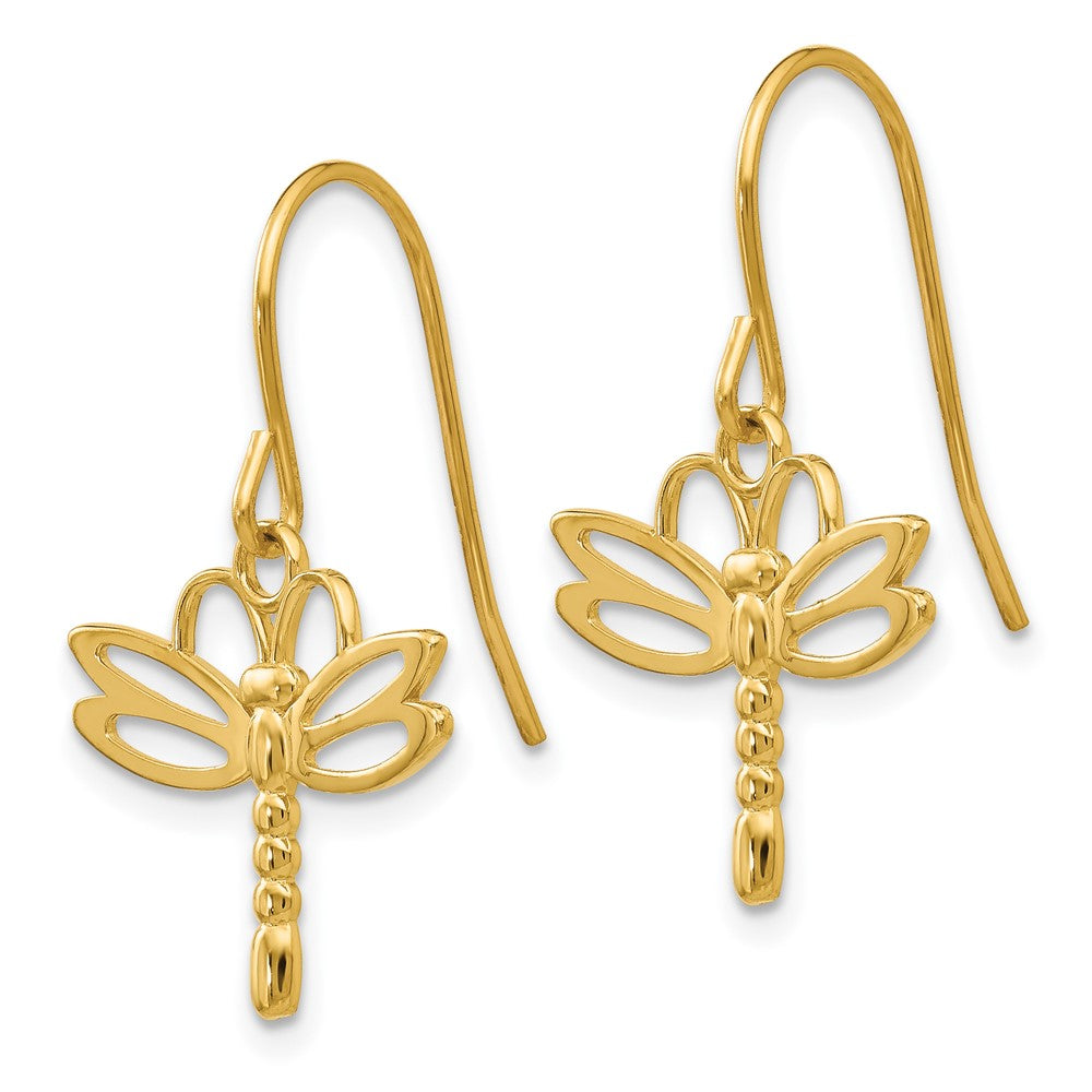 Exclusive 14K Gold Dragonfly Earrings - Stylish & Lightweight Design, 0.85mm