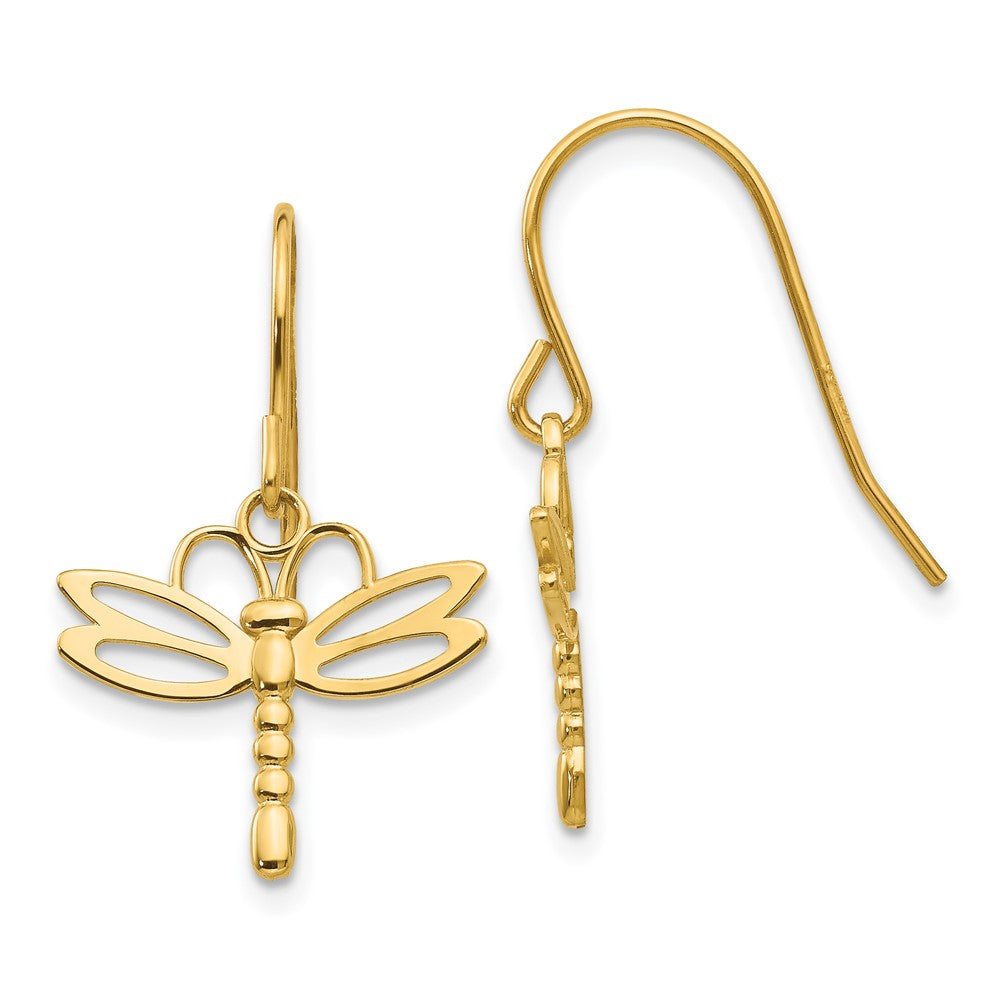 Exclusive 14K Gold Dragonfly Earrings - Stylish & Lightweight Design, 0.85mm