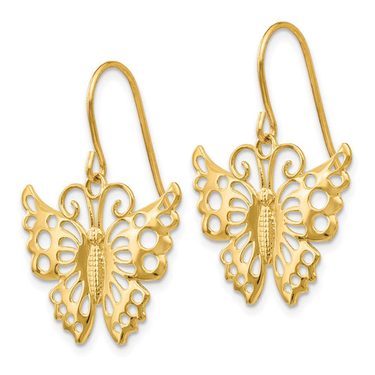 High-Quality 14K Gold Dangle Butterfly Earrings - Stylish & Affordable Design