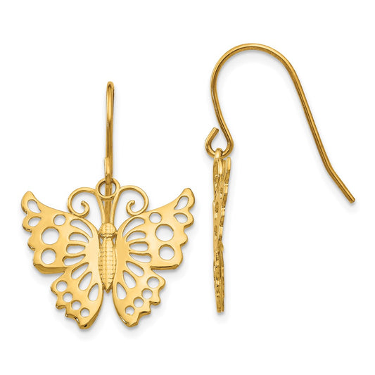 High-Quality 14K Gold Dangle Butterfly Earrings - Stylish & Affordable Design