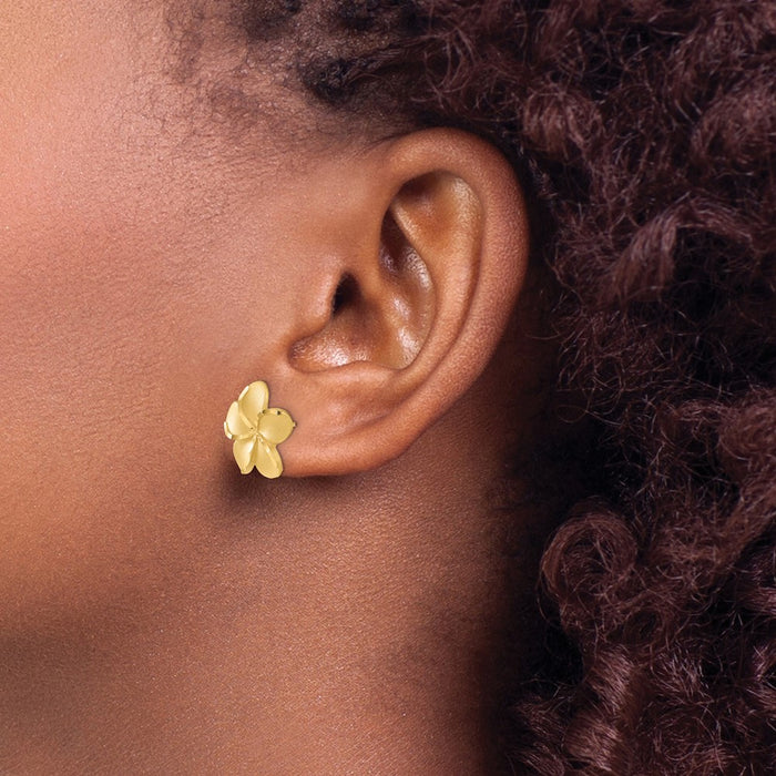 Buy 14K Gold Plumeria Drop Earrings - Stylish Design, Lightweight and Elegant-3