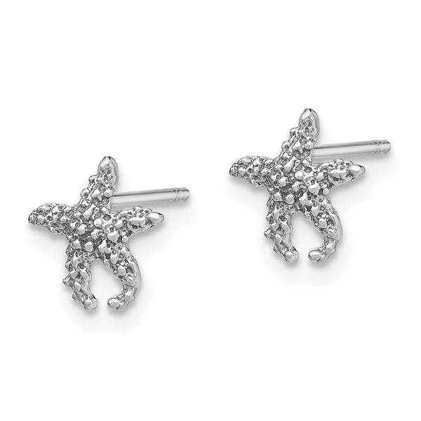 Polished & Textured Starfish Earrings - 14K White Gold