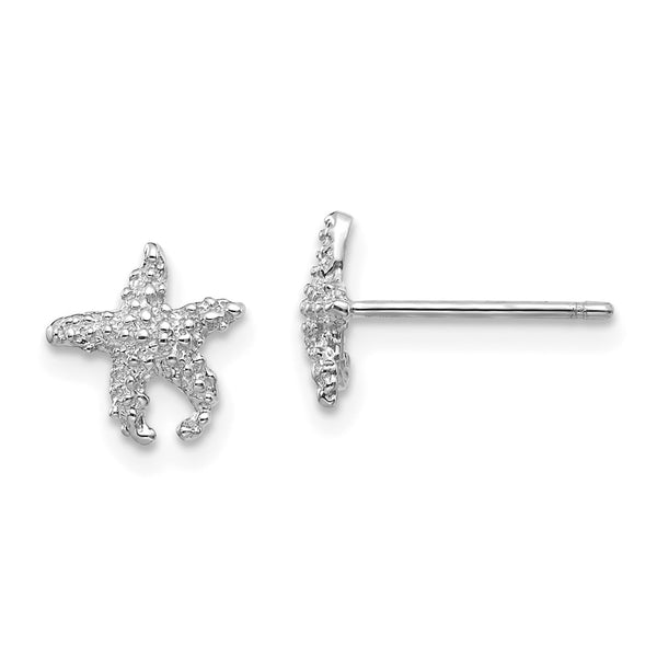 Polished & Textured Starfish Earrings - 14K White Gold