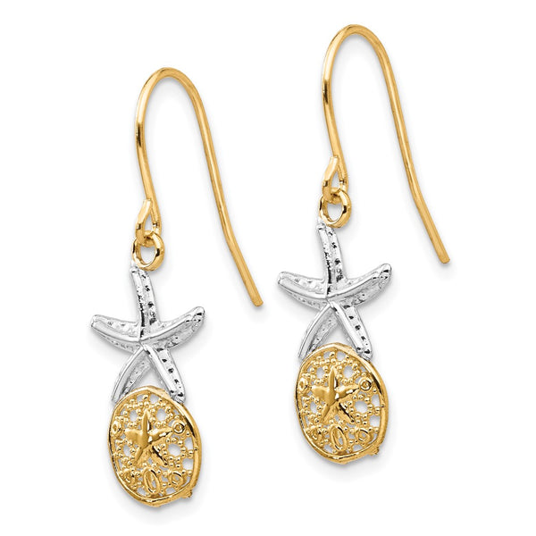 14K Gold & Rhodium Starfish Earrings