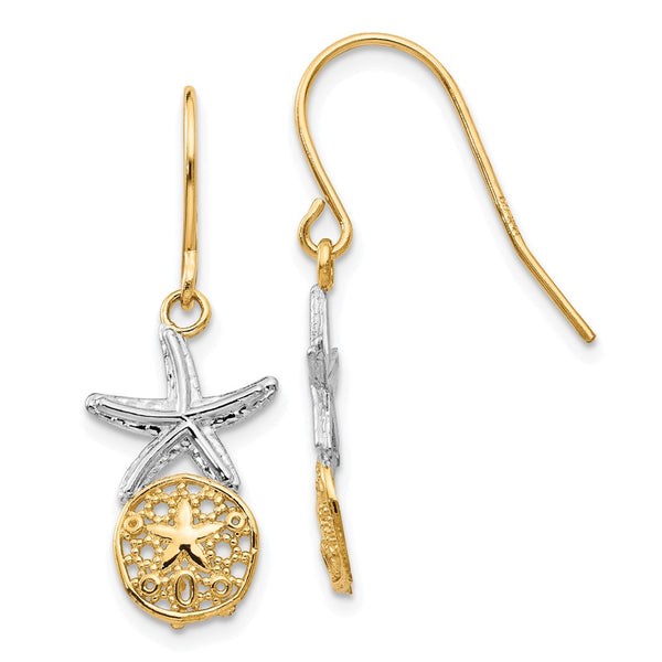 14K Gold & Rhodium Starfish Earrings