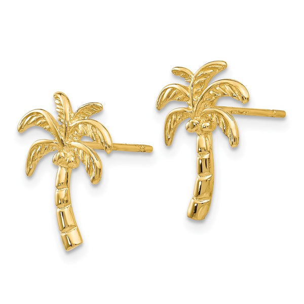 14K Gold Palm Tree Stud Earrings - Style GR1-1020338