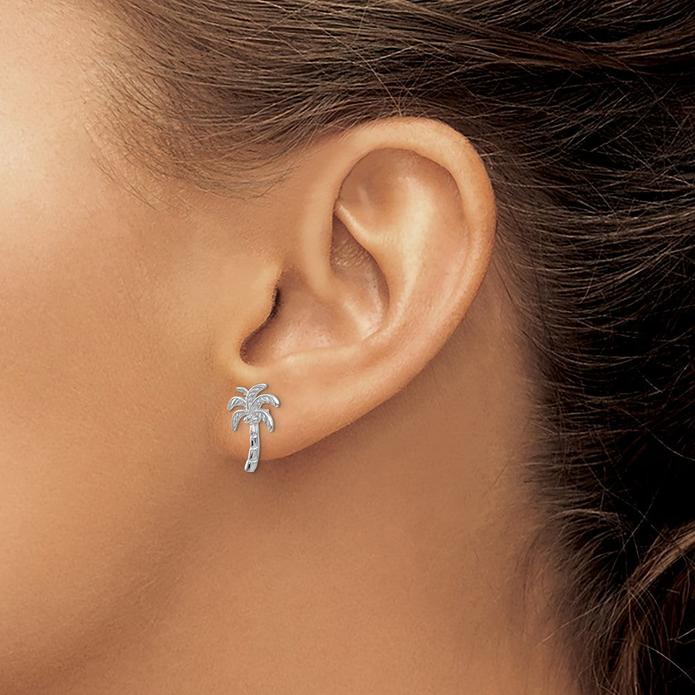 Shop Exclusive 14K White Gold Palm Tree Stud Earrings - Stylish & Lightweight