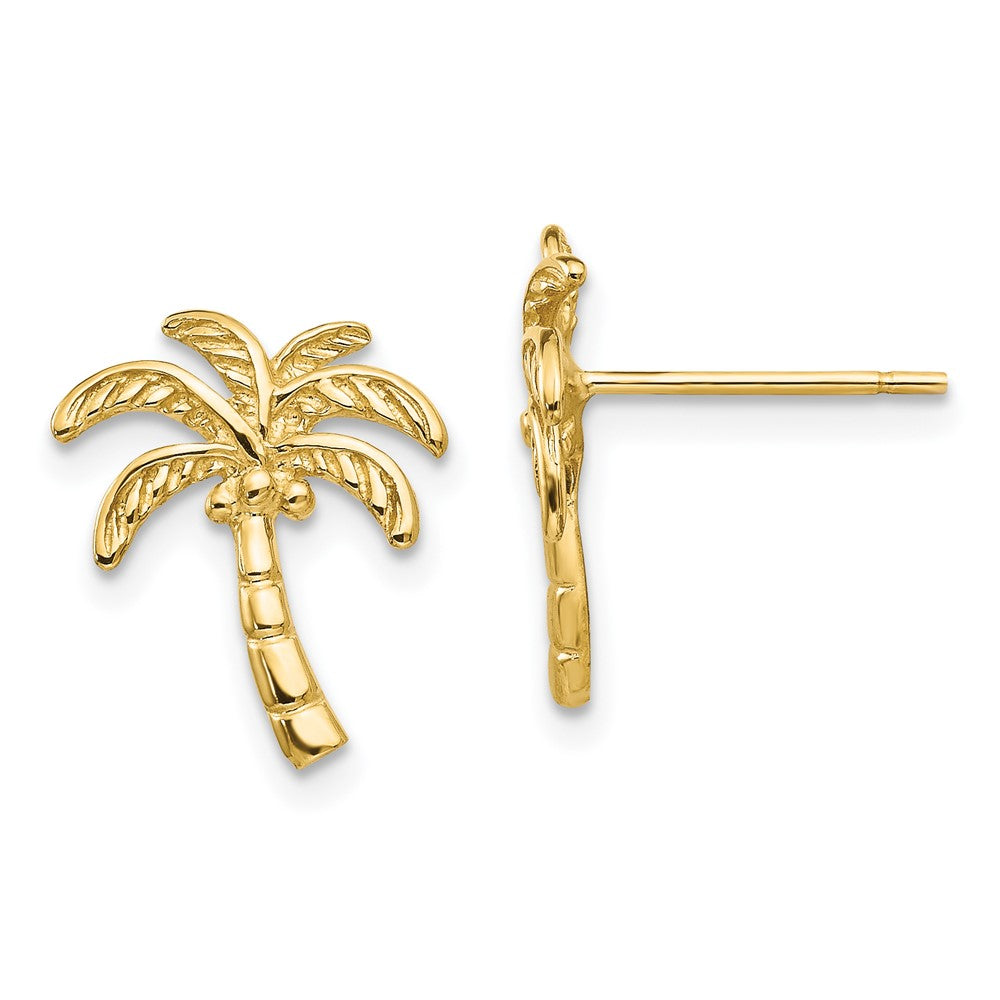 High-Quality 14K Gold Palm Tree Stud Earrings - Stylish, Affordable Luxury