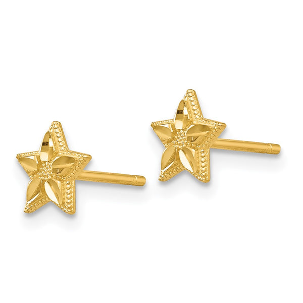14K Gold Polished Star Drop Earrings