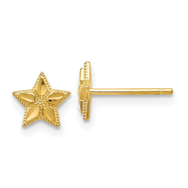14K Gold Polished Star Drop Earrings