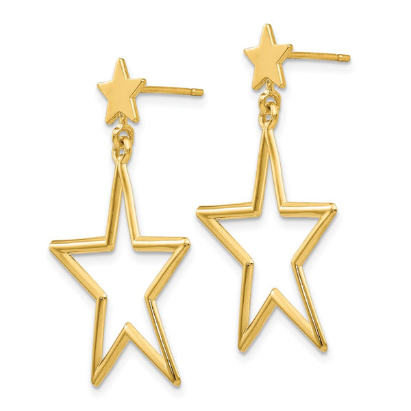 14K Gold Star Dangle Earrings - Style GR1-1012294