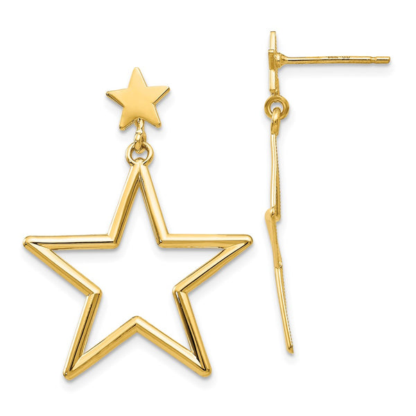 14K Gold Star Dangle Earrings - Style GR1-1012294
