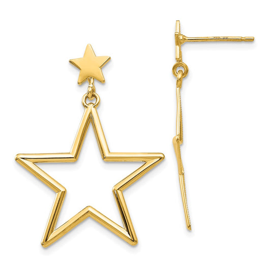 Shop Exclusive 14K Gold Star Dangle Earrings - Stylish Design, Great Value!