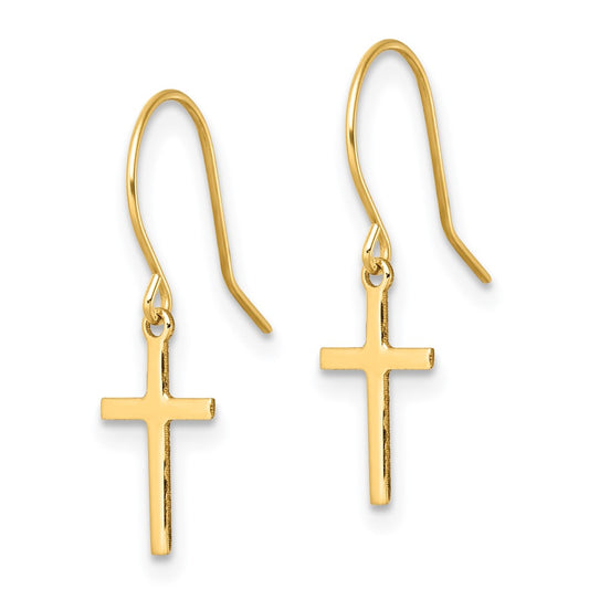 Shop Stylish 14K Gold Dangle Cross Earrings - Lightweight & Elegant Design