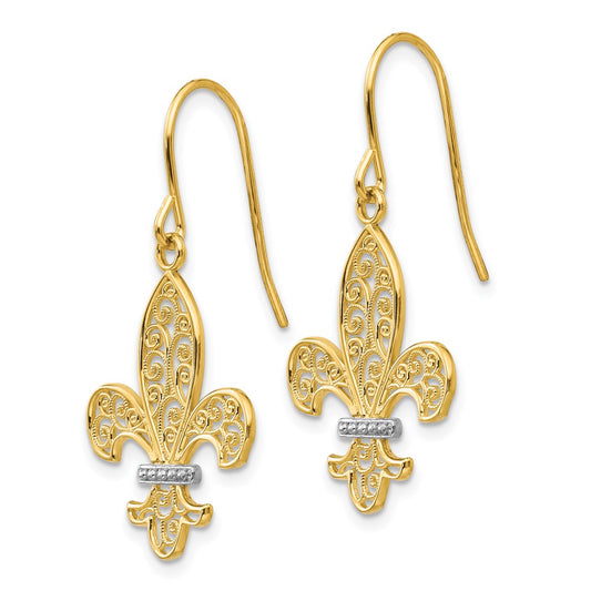 Buy Stylish 14K Gold & Rhodium-Plated Fleur de Lis Earrings - 1.5" Long
