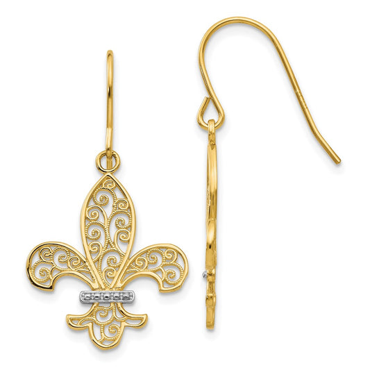 Buy Stylish 14K Gold & Rhodium-Plated Fleur de Lis Earrings - 1.5" Long